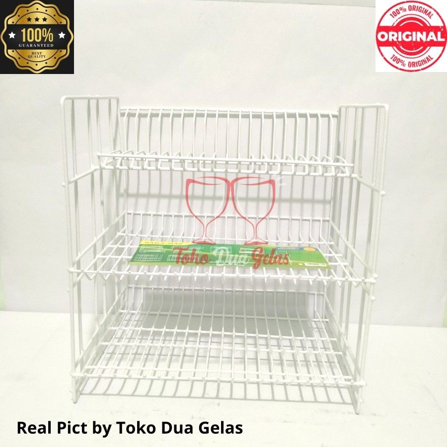 rak piring besi rak gelas besi 3 susun naga mas / dragon rak piring gelas susun 3 murah tahan karat