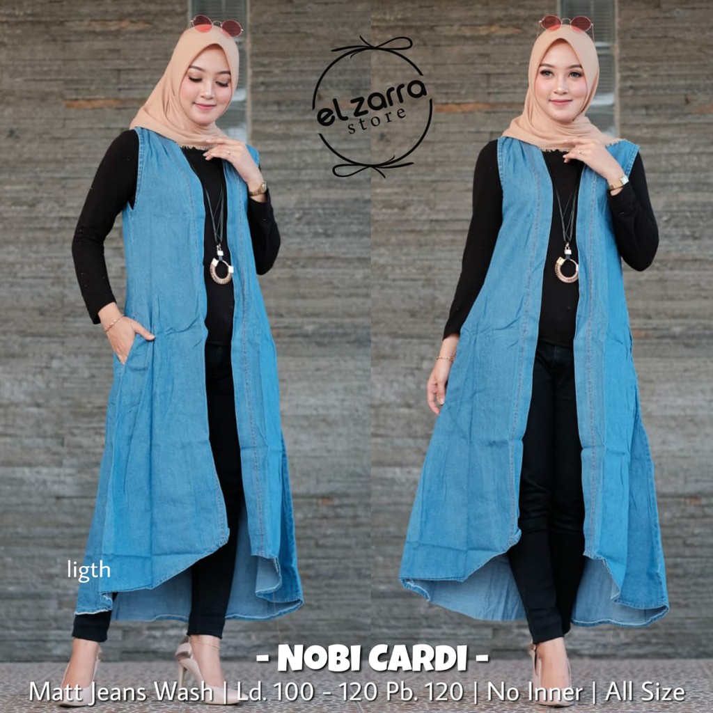 NOBI LONG CARDY OUTER PANJANG JEANS HQ PREMIUM KEKINIAN GAUL MURAH