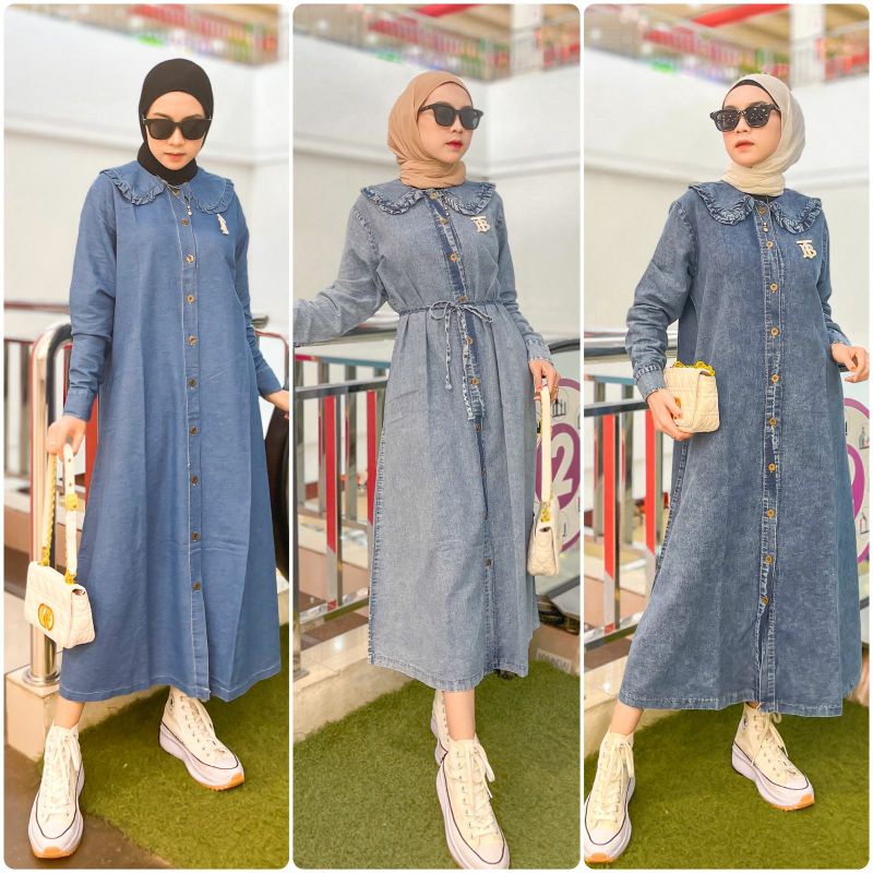 GAMIS MIDI DRESS JEANS WANITA HIGH QUALITY