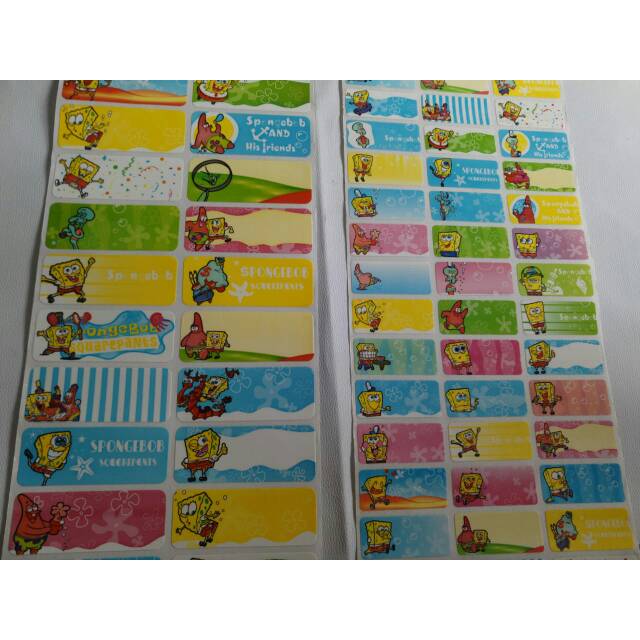 

SPONGEBOB Stiker label nama waterproof anti air murah