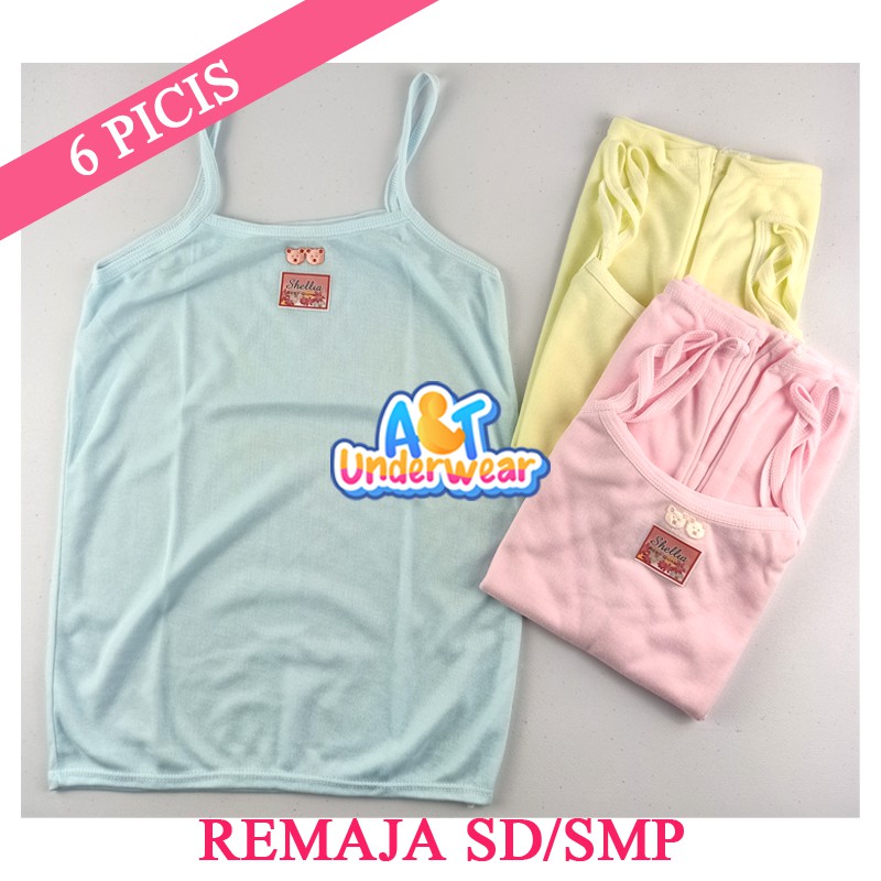 AT257-6 PICIS kaos singlet wanita Remaja Shelia/tengtop Remaja tali kecil