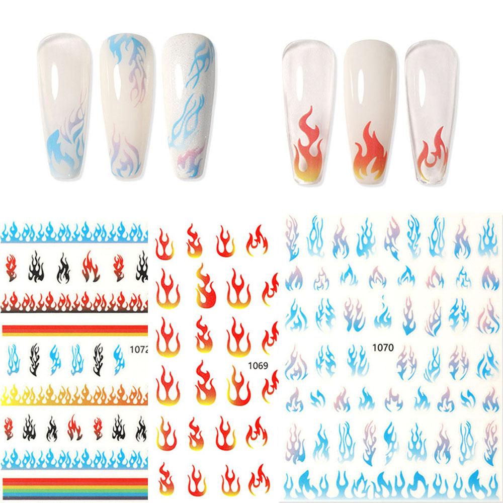 AUGUSTINA Agustina Stiker Nail Art 3D Colorful Charm Flame Stiker Motif