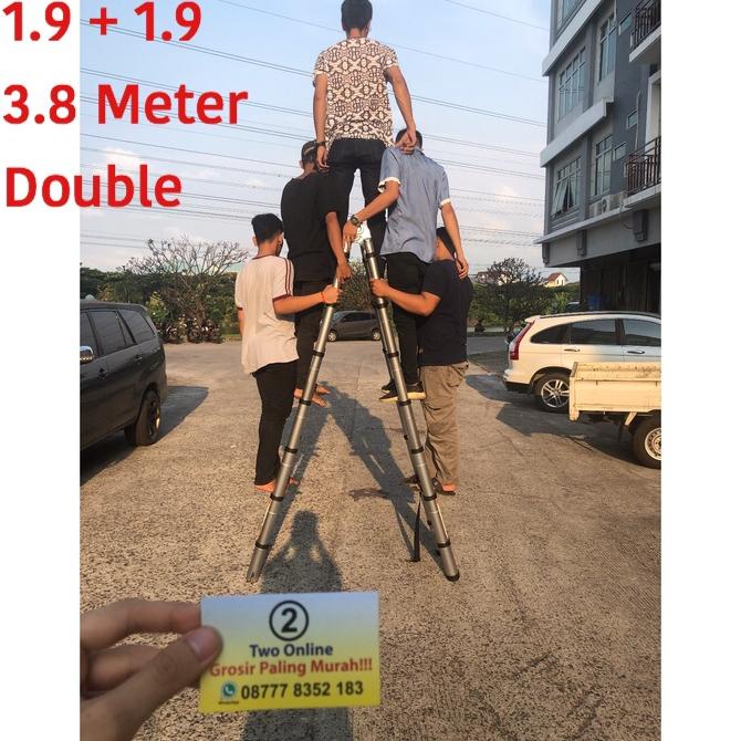Tangga Lipat Aluminium Teleskopik 3.8 M Double Telescopic 3,8 Meter