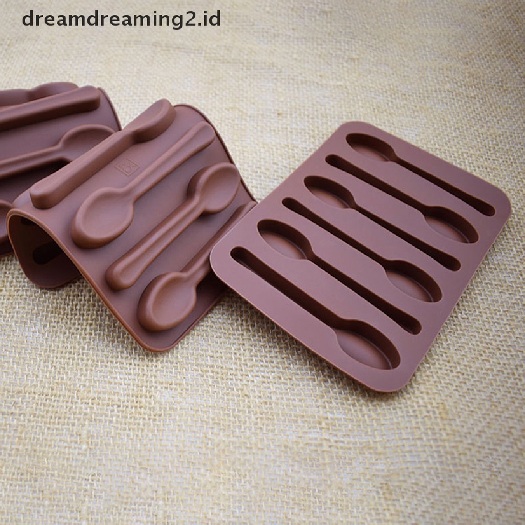 (LIKE) Cetakan Sabun / Cokelat 3D Bentuk Sendok 6 Lubang Bahan Silikon