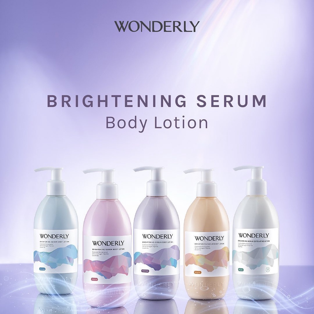 WONDERLY Brightening Serum Body Lotion Voyage Indonesia / Diamond Microcrystal White Collagen Peptide Ceramide 300ml / Skincare Skin Care Treatment Perawatan Kulit Tubuh Pelembab Moisturizer Exfoliating Cream Butter Scrub Gel / Royale Fearless Amore Mode