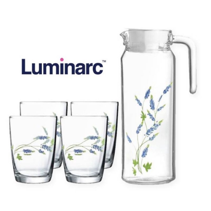 Teko kaca gelas kaca Luminarc Seina Blue Set