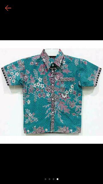 Kemeja Anak 035 080 193 Batik Hem Atasan Anak Laki Laki Kembang Putih Seragam Keluarga Katun