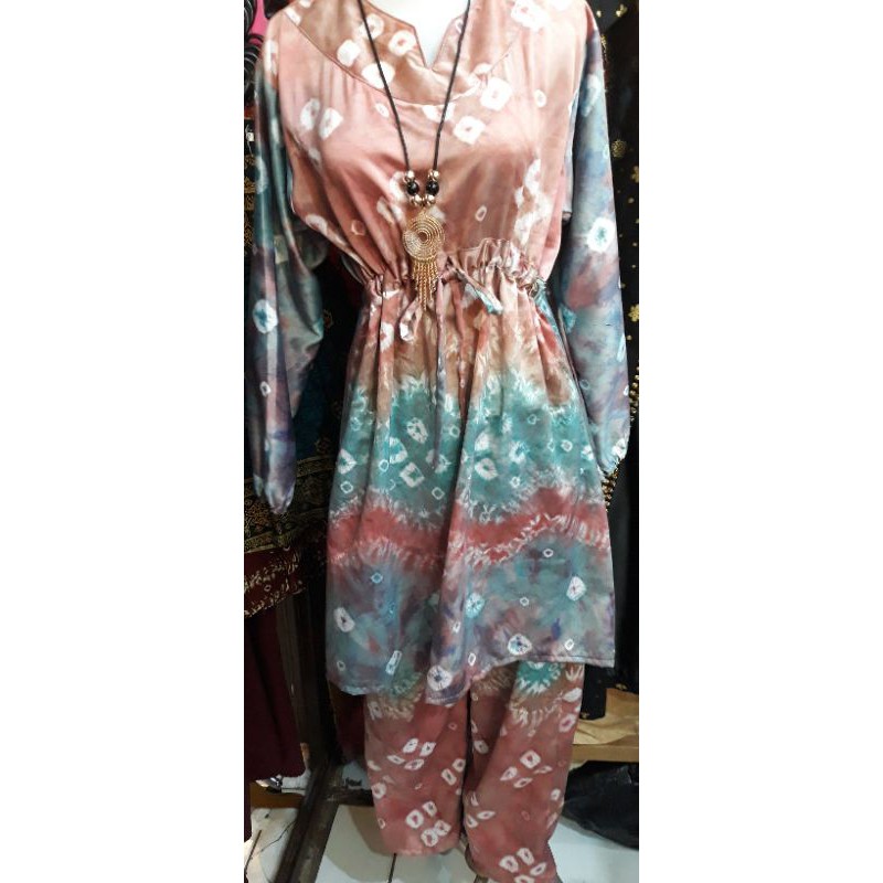 1 set atasan dan celana jumputan handmade khas palembang