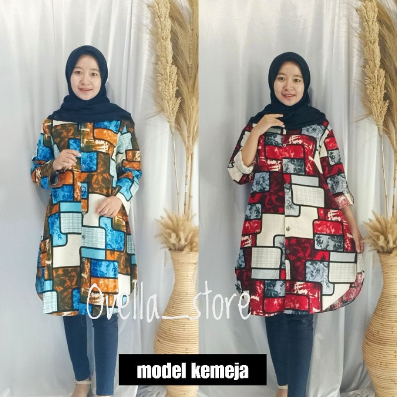 (SERI D) TUNIK KATUN LINEN/RAMI MODEL KEMEJA