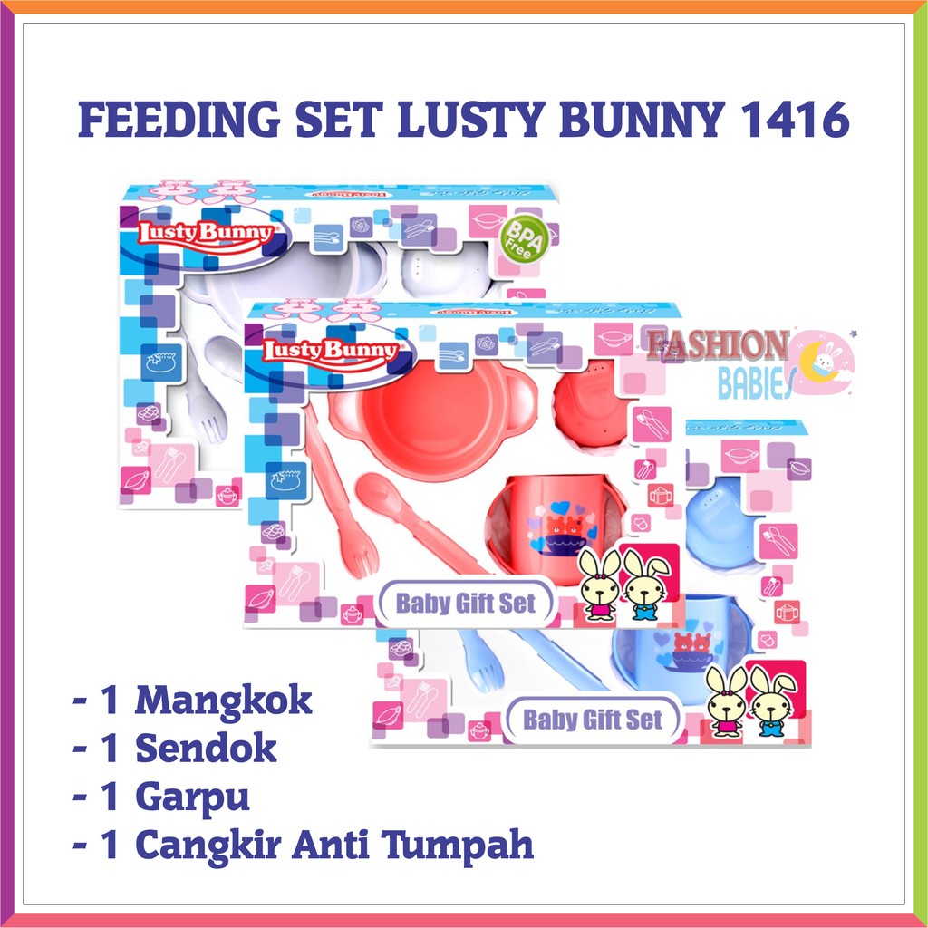 LUSTY BUNNY SET 5 IN 1 / FEEDING SET LB 1416 / TEMPAT MAKAN SET BAYI / KADO