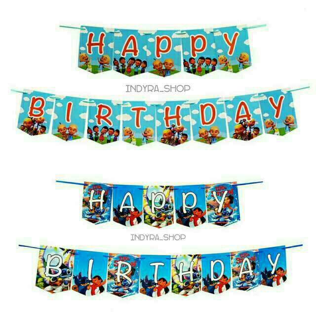 Bunting Flag / Banner / Bendera Happy Birthday Hello Kitty Lilo Stich Frozen Upin Ipin Minion