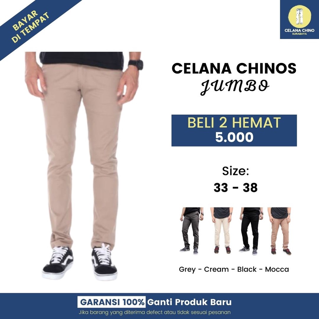 [COD] Celana Chino Cinos Chinos Cino Clana Standar Reguler Panjang Pria size 33 - 38 Murah Surabaya