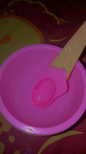 Mangkok Es Krim - Mangkuk Cemilan Ice Cream Bowl Set Mangkok Sendok Plastik Cute Cone Warna  Imut
