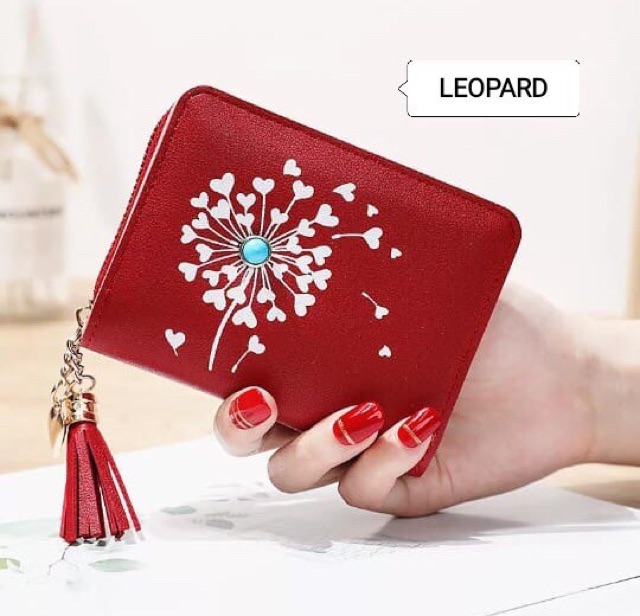 Dompet mini lipat resleting rumbai loves DANDELION bertaburan angin