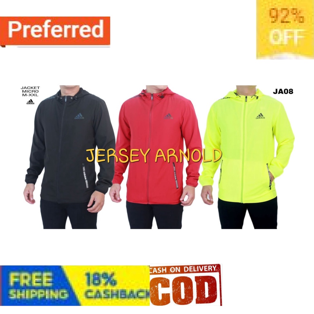 Hitam Putih Merah Biru Kuning Hijau Ukraina Rusia /  JAKET HOODIE HODDIE PARASUT ADIDAS HITAM MERAH 