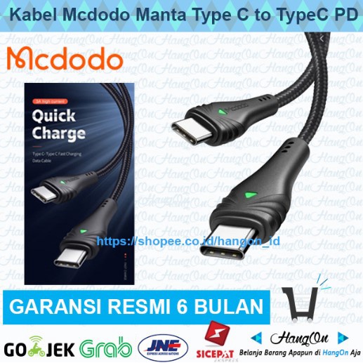 Kabel Mcdodo Manta Type C to Type C PD Power Delivery Fast Charging 60W