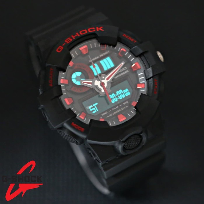 JAM TANGAN PRIA / COWOK G-SHOCK GS GA 700 BLACK LIST RED