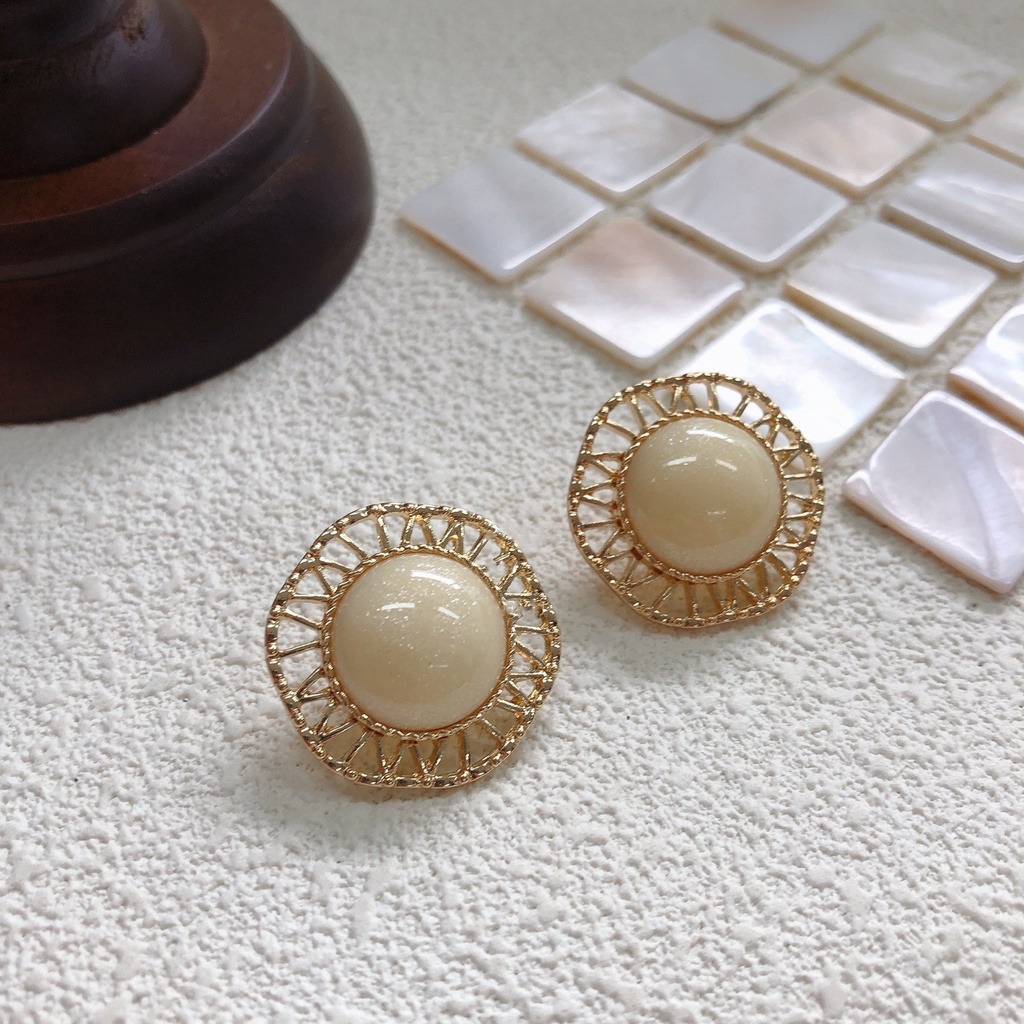 Baroque retro elegan mutiara stud anting-anting untuk wanita 925 sterling silver berongga renda onli