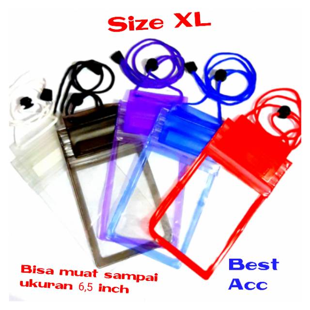 Sarung Hp Waterproof XL Sarung Anti air Size XL Muat sampai size 6,5inch gadget