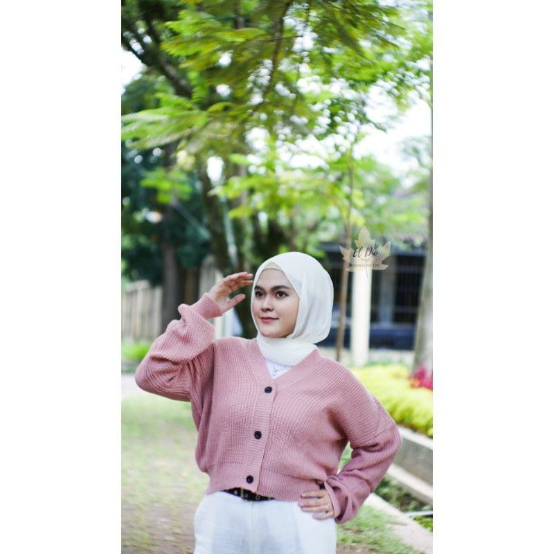 CARDIGAN CROP NACARA RAJUT-Dusty pink
