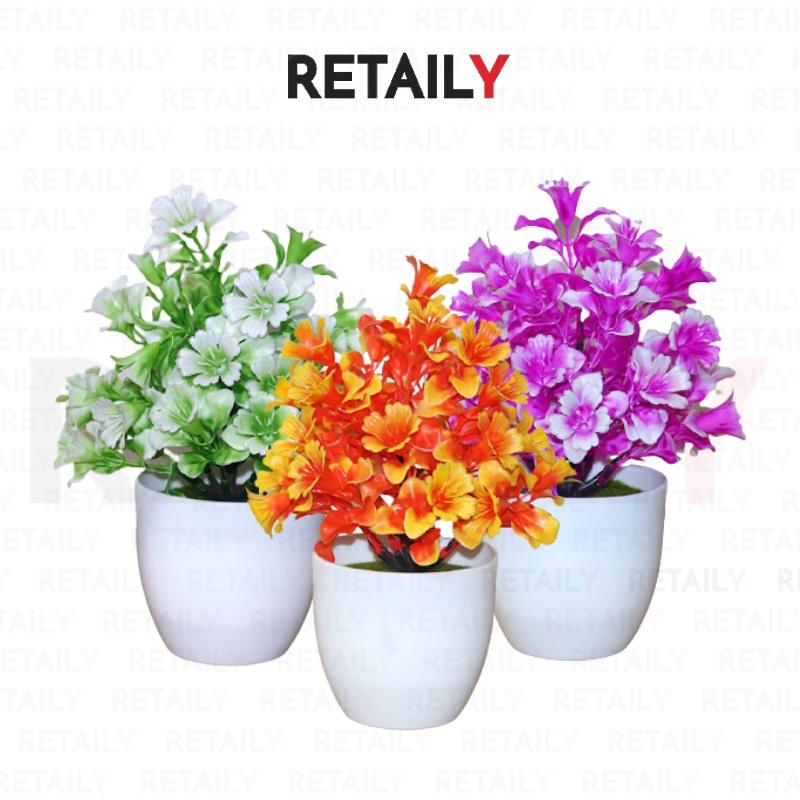 Retaily PT42 Pot Tanaman Hias Bunga Hias Plastik Ornamen Pot Bongsai Artificial Flower Decoration