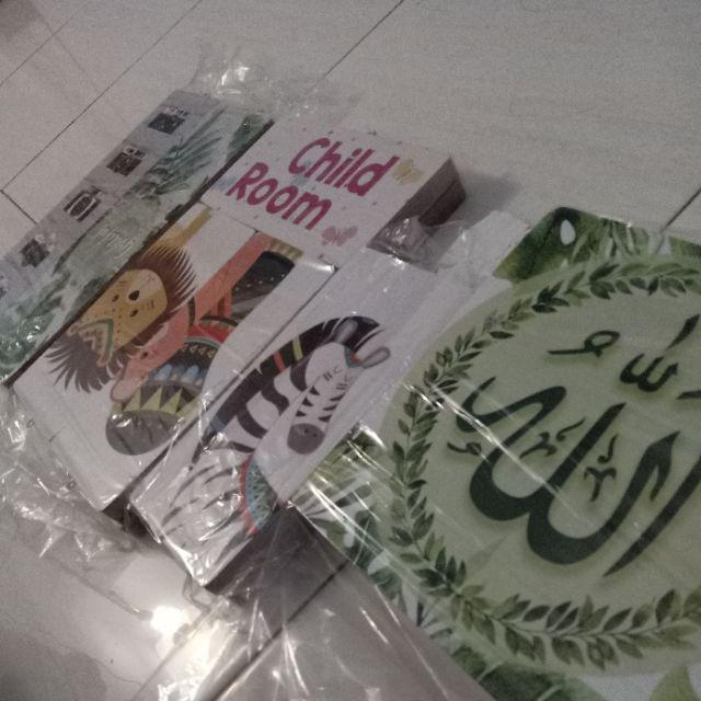 Walldecor Murah Kaligrafi  Ayat Kursi Allah Muhammad / Bahan  Kayu  / 1 Set  Isi 3 Pcs / Monstera