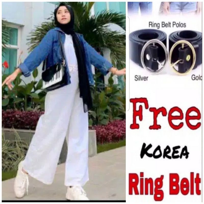 HIGH WAIST KULOT JEANS RAWIS HITAM DAN PUTIH//FREE BELT