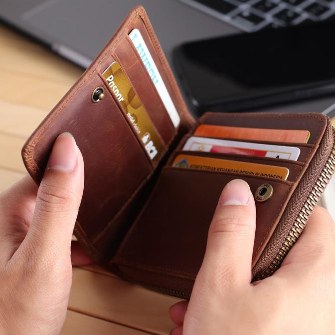 Diskon Dompet Kulit Pria Pendek Zipper Leather Dg Card Holder -Ishiya Igor Promo