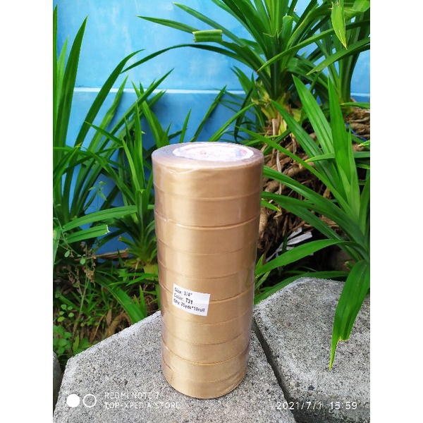

pita satin 3/4inch 23yard 25meter merk sakura warna coklat muda gold