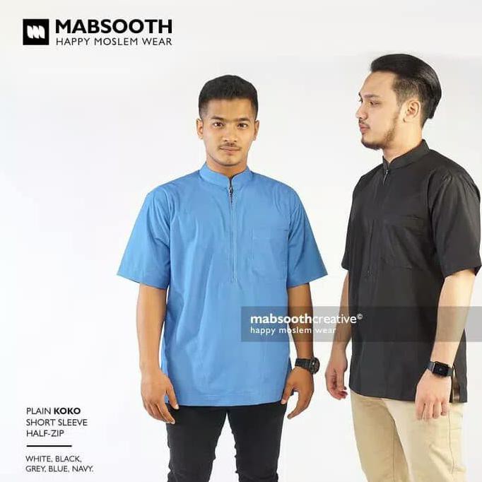 READY-STORE BAJU KOKO POLOS LENGAN PENDEK MABSOOTH - BIRU MUDA, XL