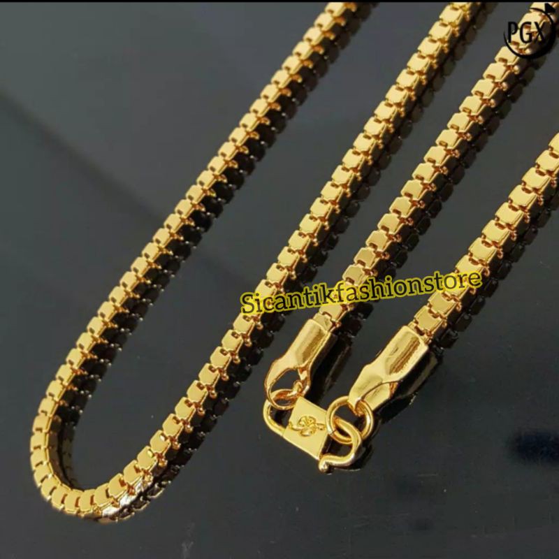 Kalung Titanium Milano kalung rantai kotak Gold Fashion pria/wanita terlaris anti Karat tidak luntur