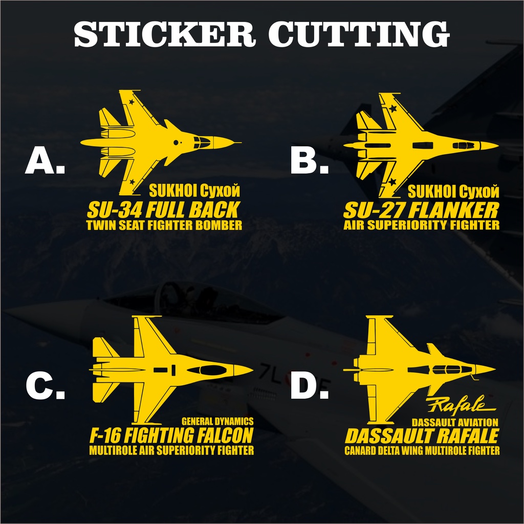 Sticker Cutting Pesawat Tempur Sukhoi Dll