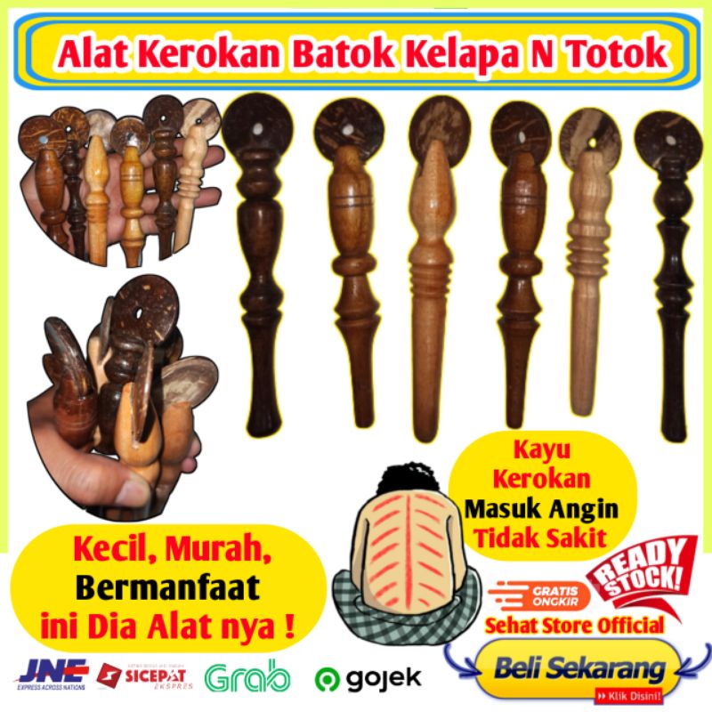 Alat Pijat Kayu Batok Kelapa Kerokan Masuk Angin Kerikan Tradisional Urut Terapi Refleksi Manual Ala