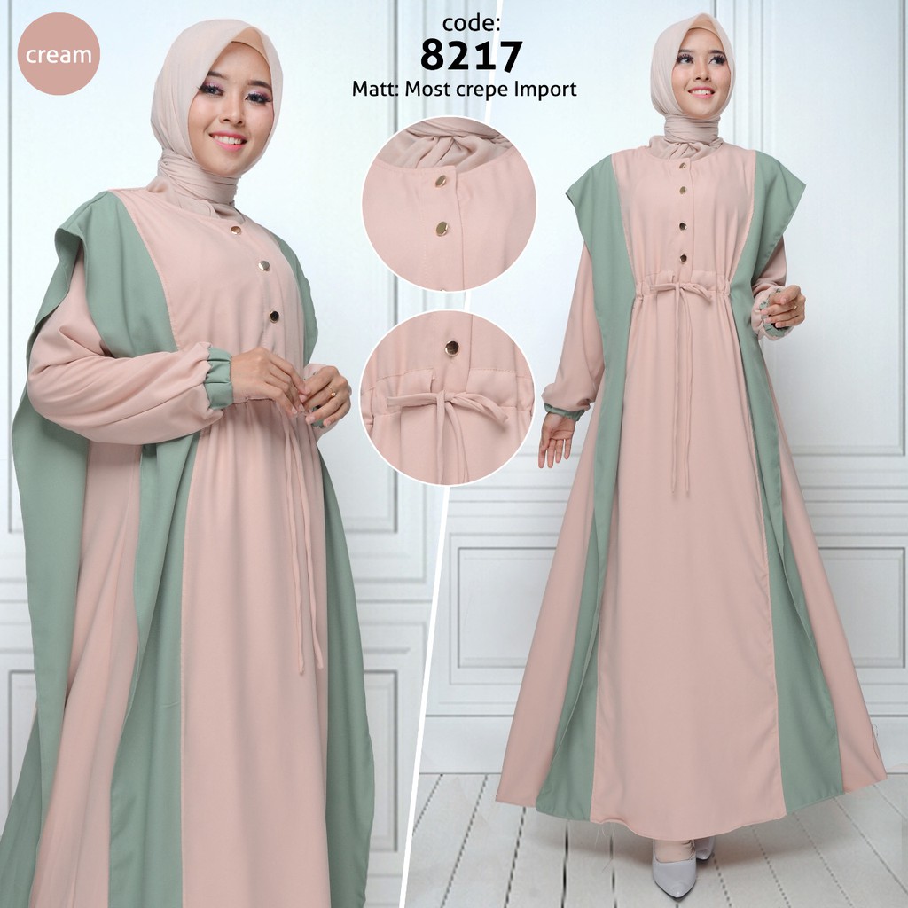 Gamis Terbaru Model Polos Kombinasi GB-8217