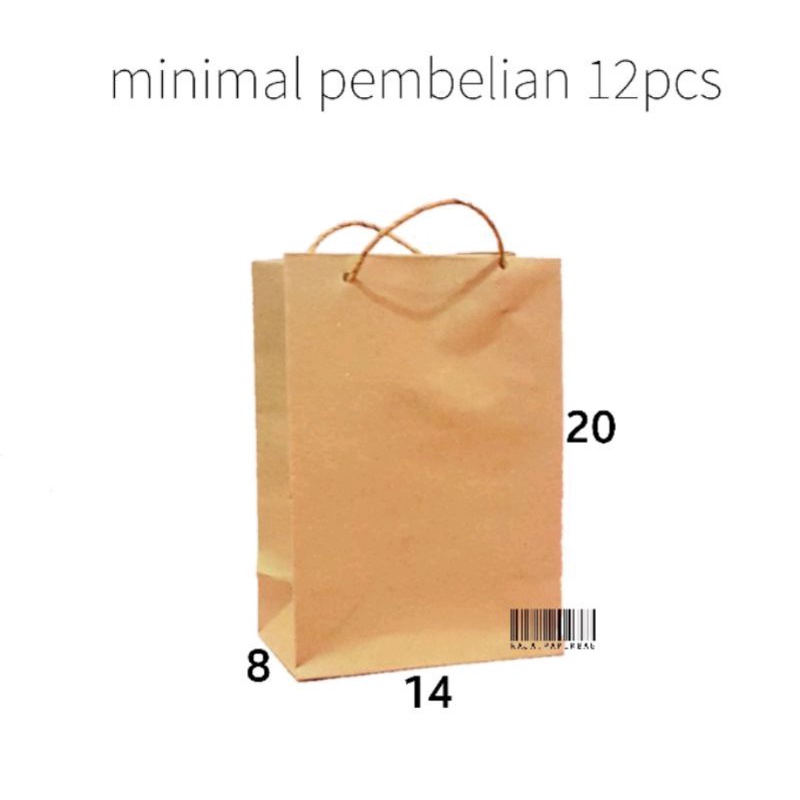 

Paper bag P14 L8 T20 paperbag coklat tas kertas polos 14x20 tempat kado / souvenir pesta goodie bag