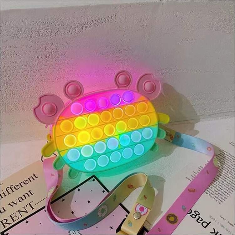 Tas POP IT DENGAN LAMPU LED Model Crab Rainbow