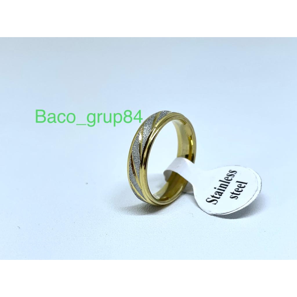 Cincin Titanium Pasir Gold Miring 07 Cincin Tunangan Cincin Pernikahan Anti Karat Awet Lama