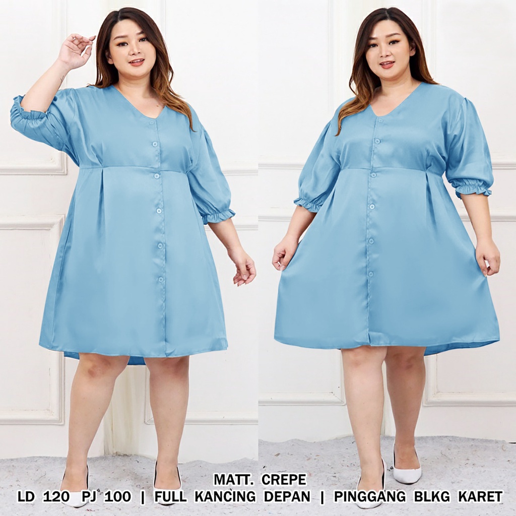 WSE390 - Dress Olin BIG SIZE Mosscrepe UK XXXL LD 120 CM PJ 100 CM Dress Wanita Jumbo 3XL PREMIUM QUALITY