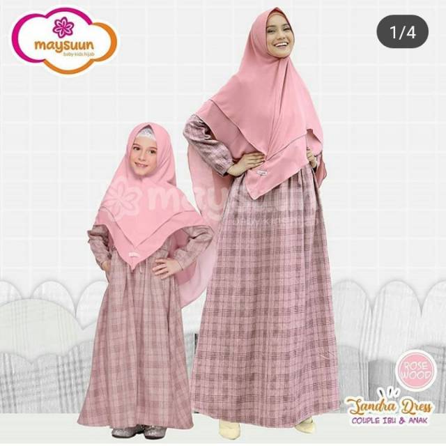 Sandra Dress  Momy warna Rose Wood By Maysuun Baby Kids Hijab- Hijab Qiyada