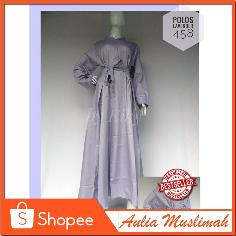 Gamis syari katun jepang ori polos warna lavender aulia muslimah