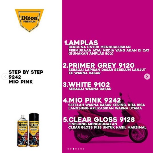 Pilok Pilox DITON Premium Y9242* Mio Pink / Merah Muda Yamaha Pink Metallic (400cc/400ml)