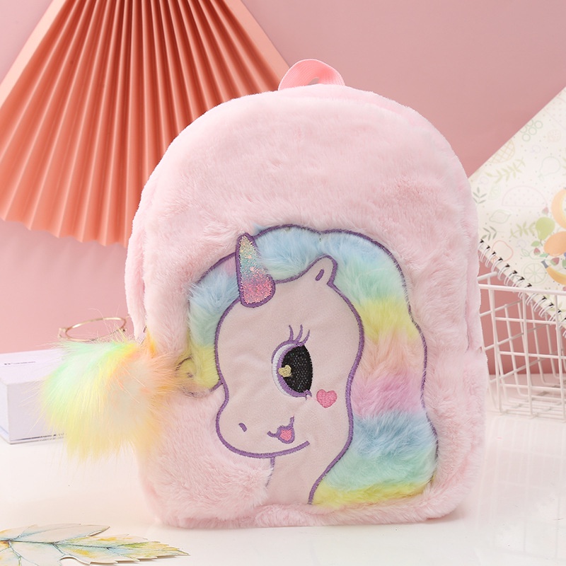 Ransel Bulu UNICORN PITA Tas Anak PAUD TK Tas sekolah paud bulu kado unicorn  kado ultah anak IMPORT