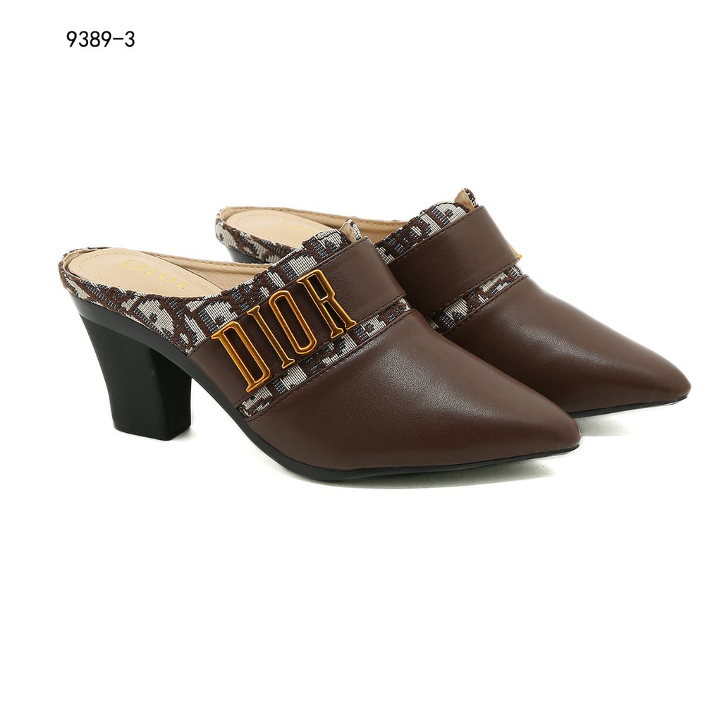 New Arrivall ! New Item !  Oblique &amp; Leather Heel Shoes #9389-3