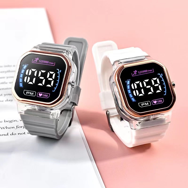 COD✅ Jam Tangan Digital Wanita Segi LED Watch Sport Rubber Couple Tampilan Layar Baru Harga Grosir   S1193