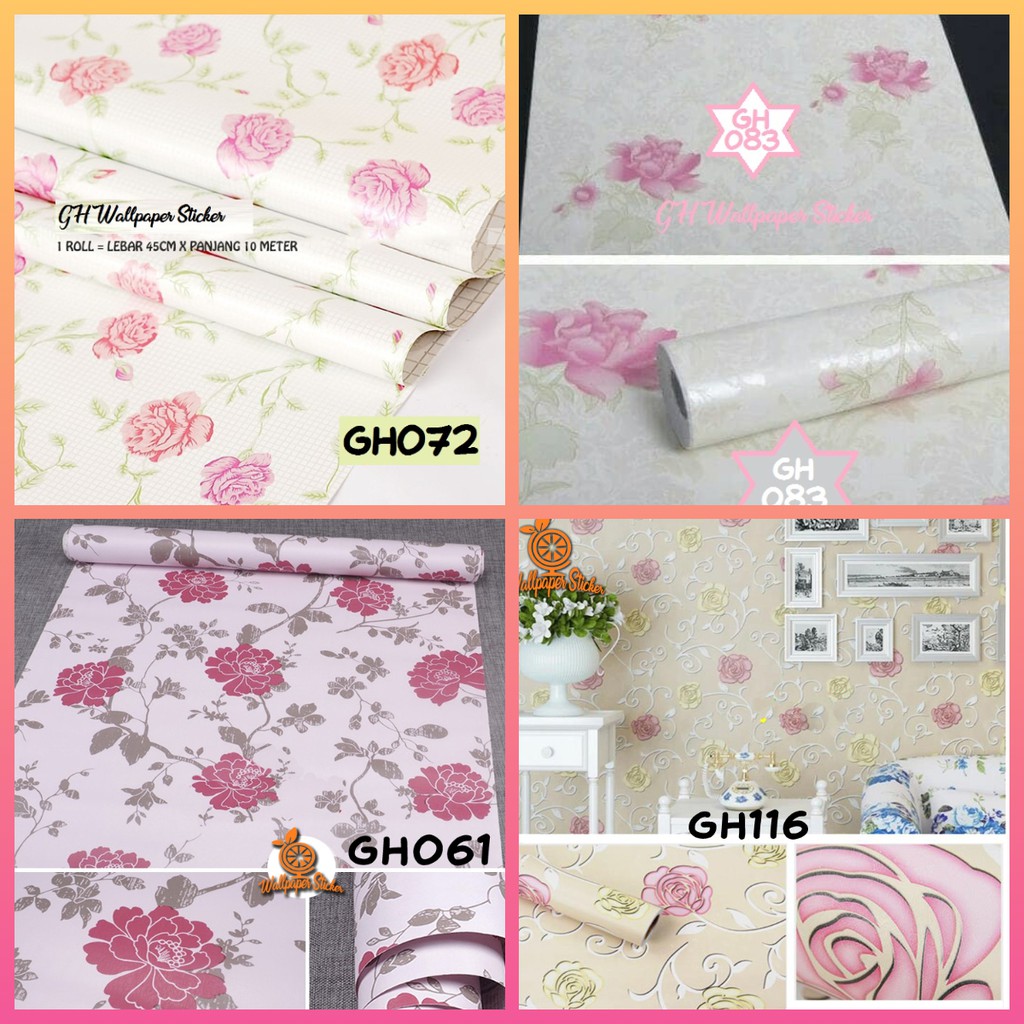 Wallpaper 45Cm X 10Meter Red White Flower Walpaper Dinding Wallpaper Stiker Bunga Mawar Dsr Soft Pink Wallpaper 3D-2