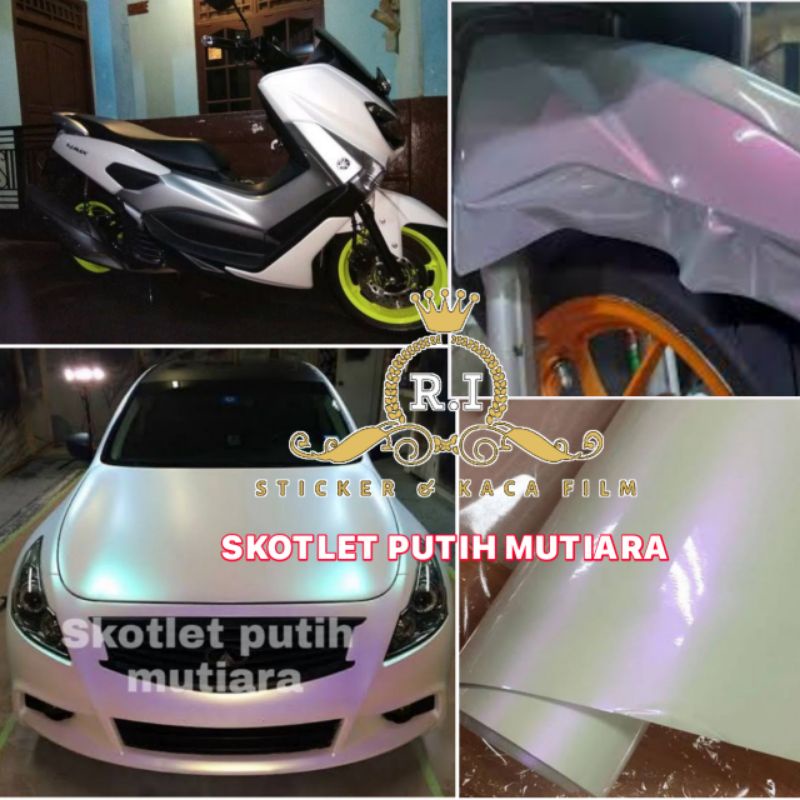 Stiker Putih Mutiara Skotlet Putih Mutiara L50cm Skotlet Bunglon Scotlet Putih Glossy scotlet premiu