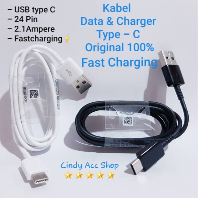 Kabel Data dan Kabel Charger USB Type C A3 / A5 / A7 / S8 / Note 8 / S9 / Note 9