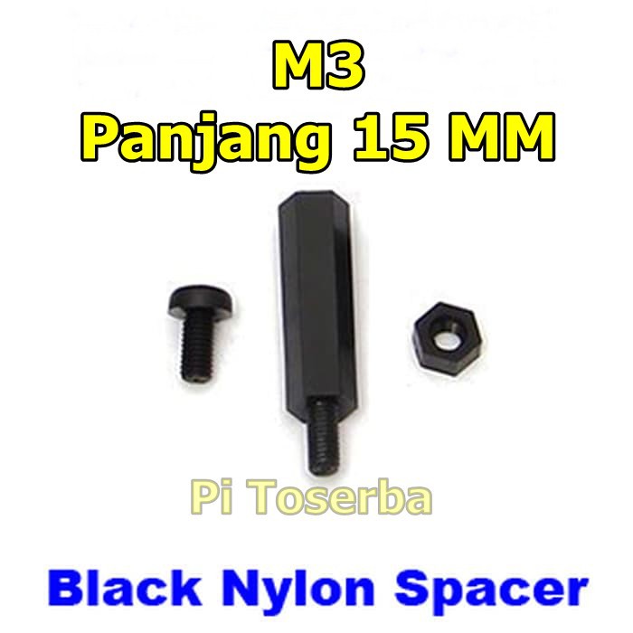 Black Nylon Spacer M3 15mm Standoff Hexagonal