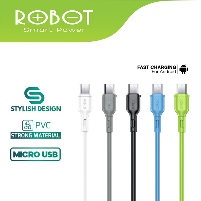 Kabel Data Micro USB ROBOT USB Cable Charger Powerbank 2A Oppo Xiaomi Asus Samsung Realme
