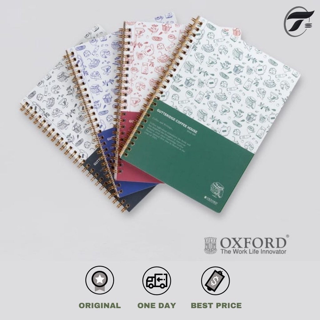

NOTE BOOK SPIRAL A5 D186A5 PP DESIGN SPIRAL 100 S GUTTERIDGE COFFE HOUSE OXFORD MIKA COVER 15X21